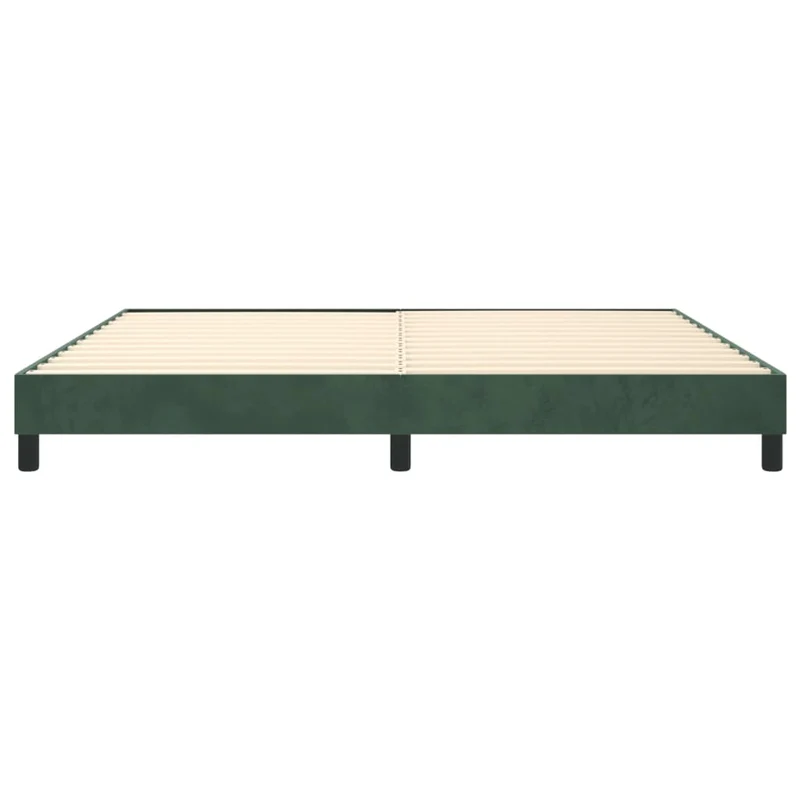 Sommier à lattes sur pieds cadre de lit 200x200 cm tissu velours vert foncé TDL0206878