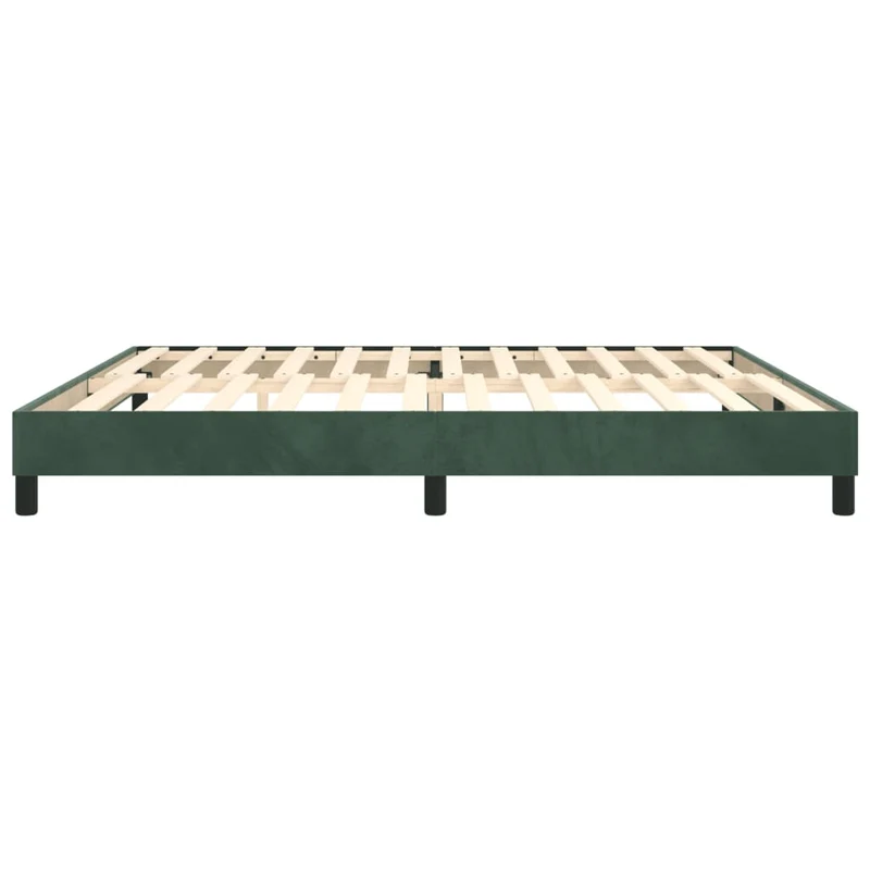 Sommier à lattes sur pieds cadre de lit 200x200 cm tissu velours vert foncé TDL0206878