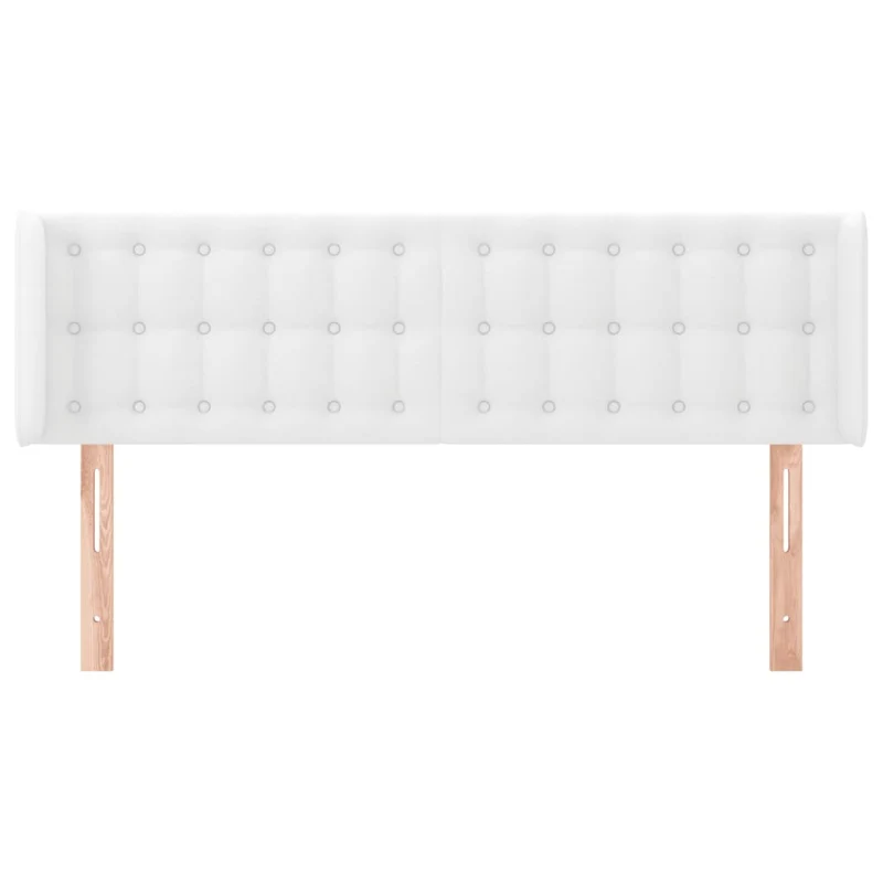 Tête de lit accessoire couchage chambre à coucher meuble avec rebord latéral 147 x 16 x 78/88 cm synthétique blanc TDL0205793