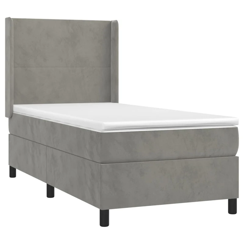 Cadre de lit LED avec sommier tête de lit matelas surmatelas 100x200 cm tissu velours gris clair TDL0207907