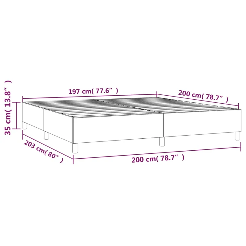Sommier à lattes sur pieds cadre de lit 200x200 cm tissu bleu TDL0207332