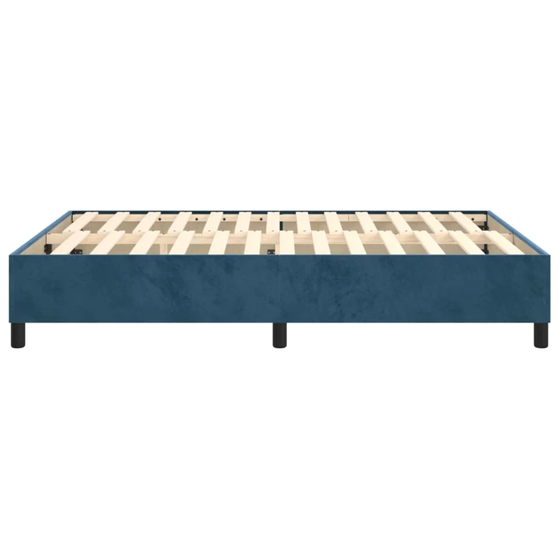 Sommier à lattes sur pieds cadre de lit 140x200 cm tissu velours bleu foncé TDL0207311