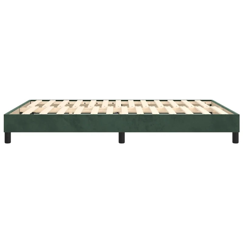 Sommier à lattes sur pieds cadre de lit 140x190 cm tissu velours vert foncé TDL0206885