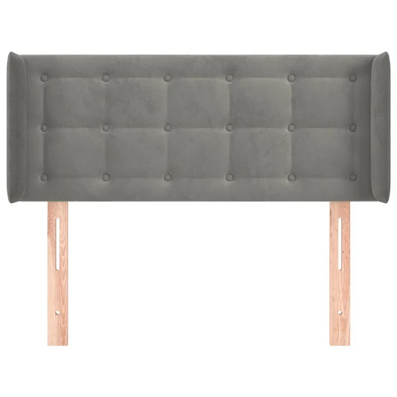 Tête de lit accessoire couchage chambre à coucher meuble avec rebord latéral capitonné 83 x 16 x 78/88 cm tissu velours gris clair TDL0205130