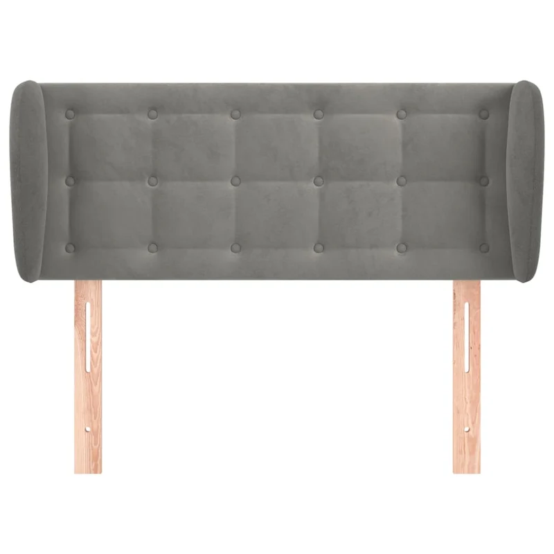 Tête de lit accessoire couchage chambre à coucher meuble avec rebord latéral capitonné 83 x 23 x 78/88 cm tissu velours gris clair TDL0205112