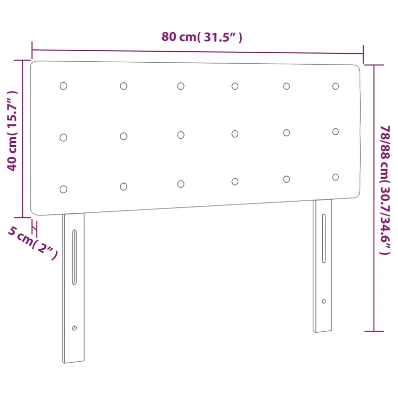 Tête de lit accessoire couchage chambre à coucher meuble à LED 80 x 5 x 78/88 cm tissu velours gris clair TDL0201267
