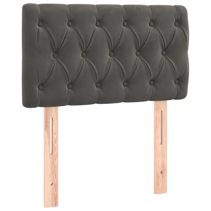 Cadre de lit LED avec sommier tête de lit matelas 80x200cm tissu velours gris foncé TDL0208272