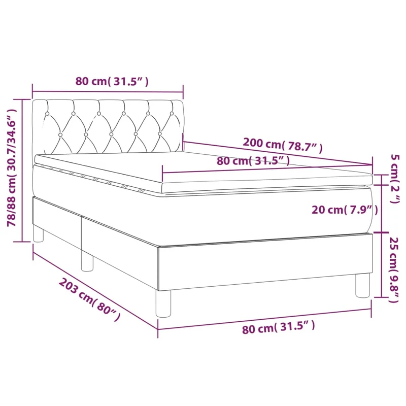 Cadre de lit LED avec sommier tête de lit matelas 80x200cm tissu velours gris foncé TDL0208272