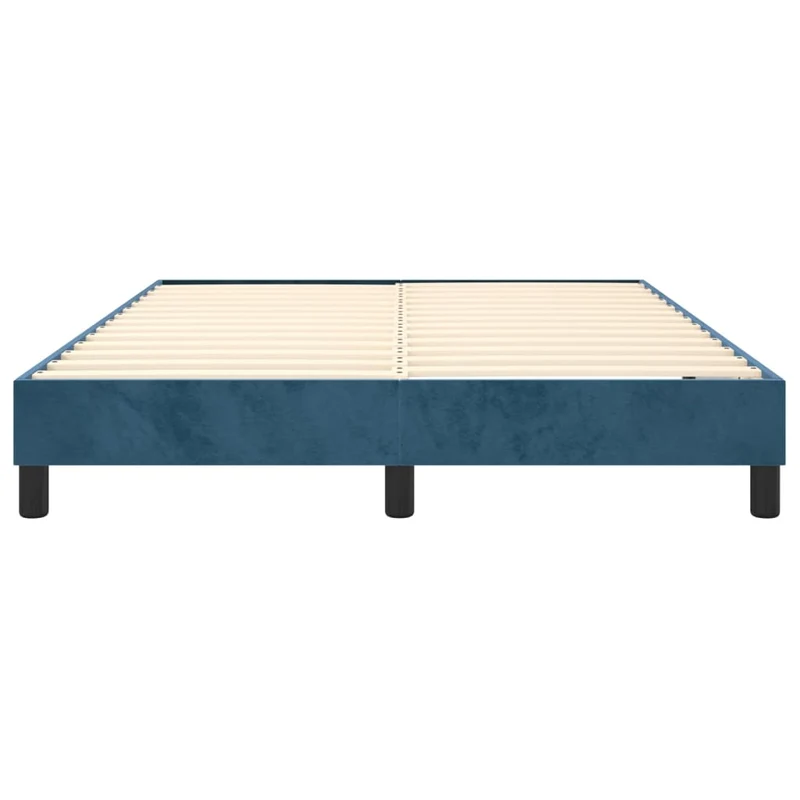 Sommier à lattes sur pieds cadre de lit 140x200 cm tissu velours bleu foncé TDL0207310