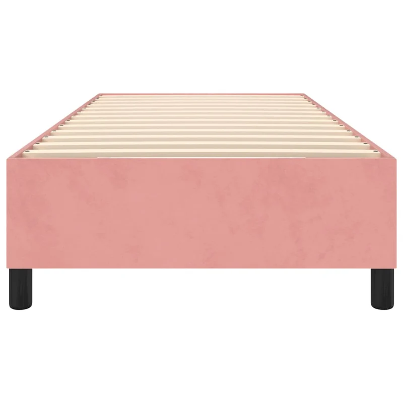 Sommier à lattes sur pieds cadre de lit 80x200 cm tissu velours rose TDL0206951