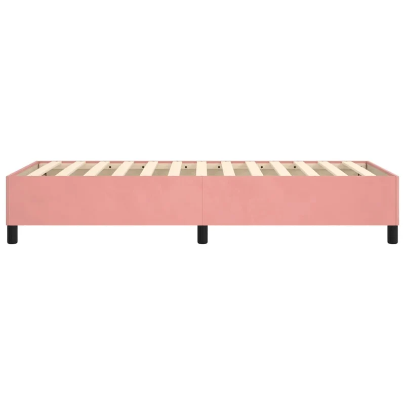 Sommier à lattes sur pieds cadre de lit 80x200 cm tissu velours rose TDL0206951