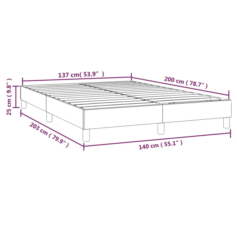 Sommier à lattes sur pieds cadre de lit 140x200 cm tissu taupe TDL0206932