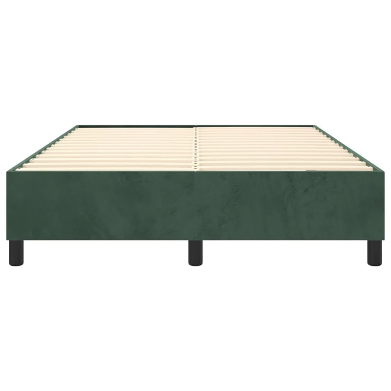 Sommier à lattes sur pieds cadre de lit 140x190 cm tissu velours vert foncé TDL0206886