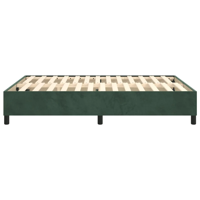 Sommier à lattes sur pieds cadre de lit 140x190 cm tissu velours vert foncé TDL0206886