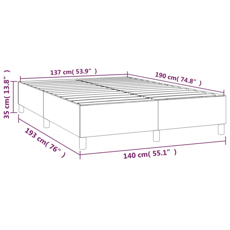 Sommier à lattes sur pieds cadre de lit 140x190 cm tissu velours vert foncé TDL0206886