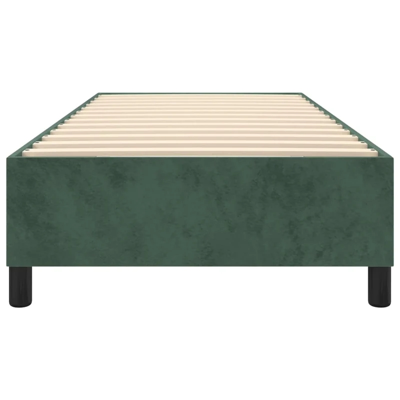 Sommier à lattes sur pieds cadre de lit 90x190 cm tissu velours vert foncé TDL0206874