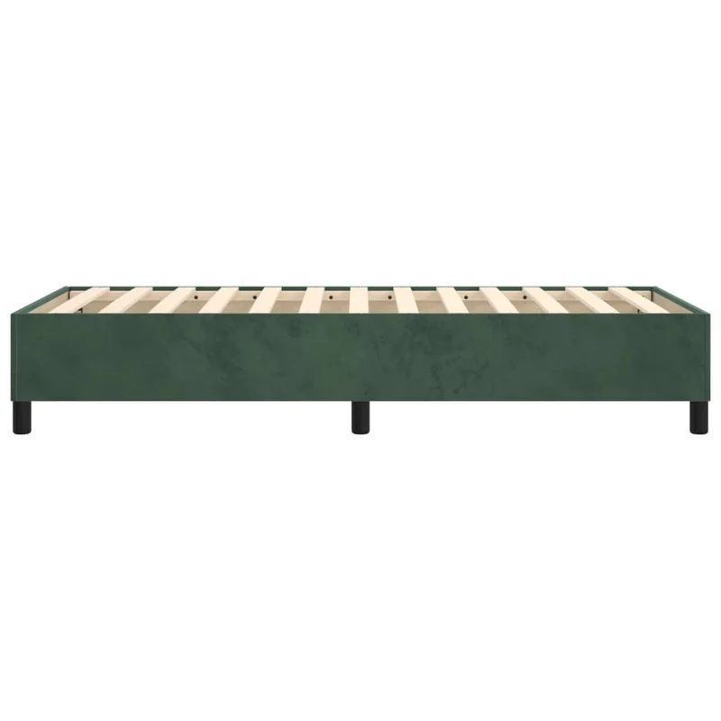 Sommier à lattes sur pieds cadre de lit 90x190 cm tissu velours vert foncé TDL0206874