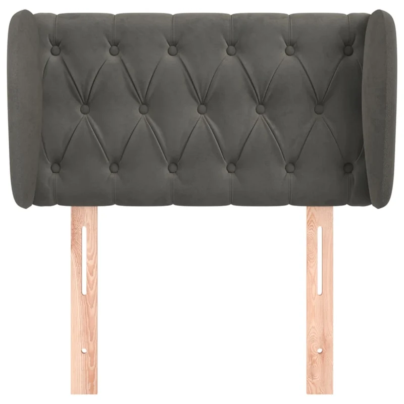 Tête de lit accessoire couchage chambre à coucher meuble avec rebord latéral capitonné 83 x 23 x 78/88 cm tissu velours gris foncé TDL0204877