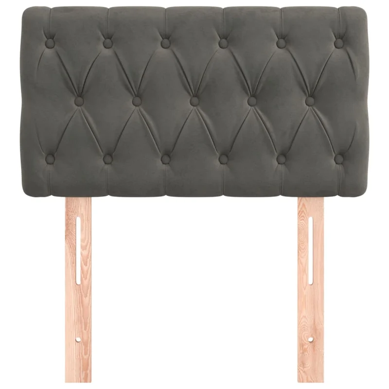 Tête de lit accessoire couchage chambre à coucher meuble capitonné 80 x 7 x 78/88 cm tissu velours gris foncé TDL0203171