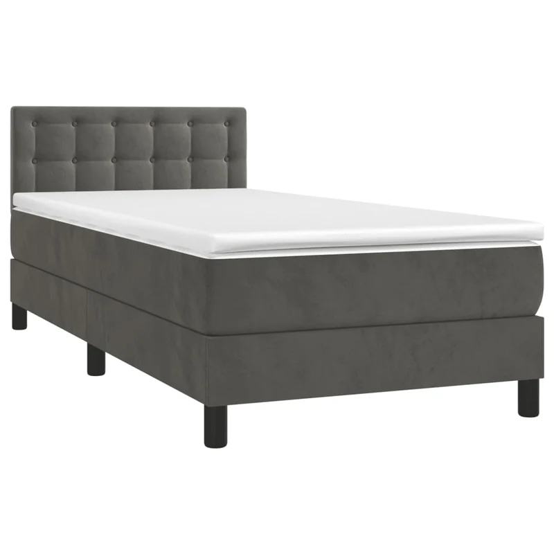 Cadre de lit LED avec sommier tête de lit matelas 80x200cm tissu velours gris foncé TDL0208278