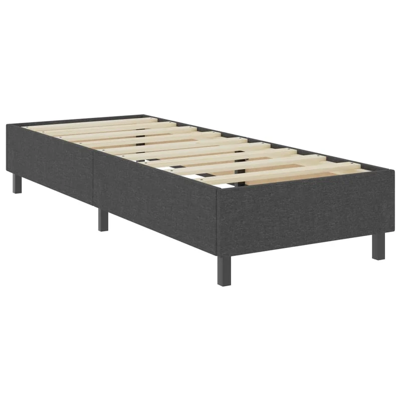 Sommier à lattes sur pieds cadre de lit avec matelas 100x200 cm tissu gris foncé TDL0208069