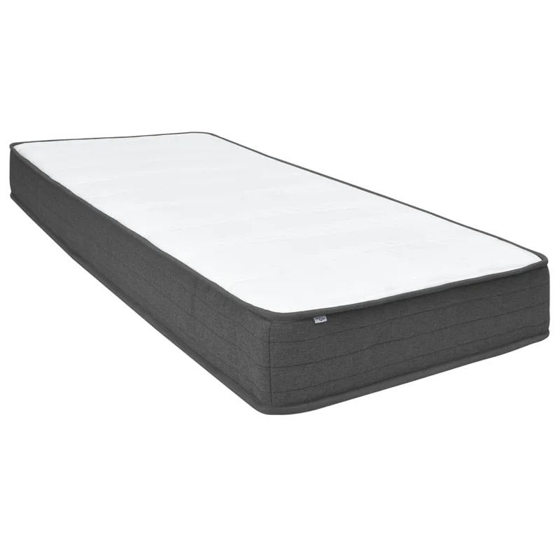 Sommier à lattes sur pieds cadre de lit avec matelas 100x200 cm tissu gris foncé TDL0208069
