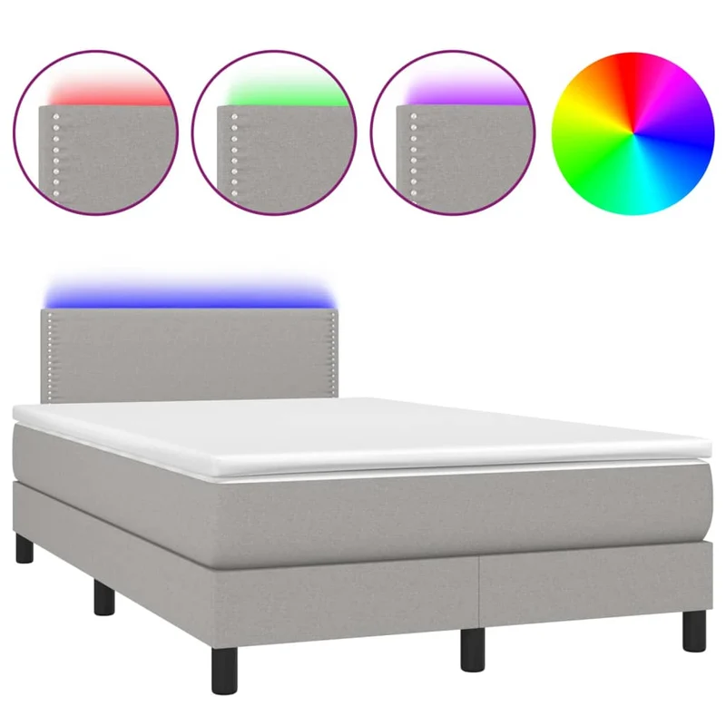 Cadre de lit LED avec sommier tête de lit matelas surmatelas 120x200 cm tissu gris clair TDL0207896