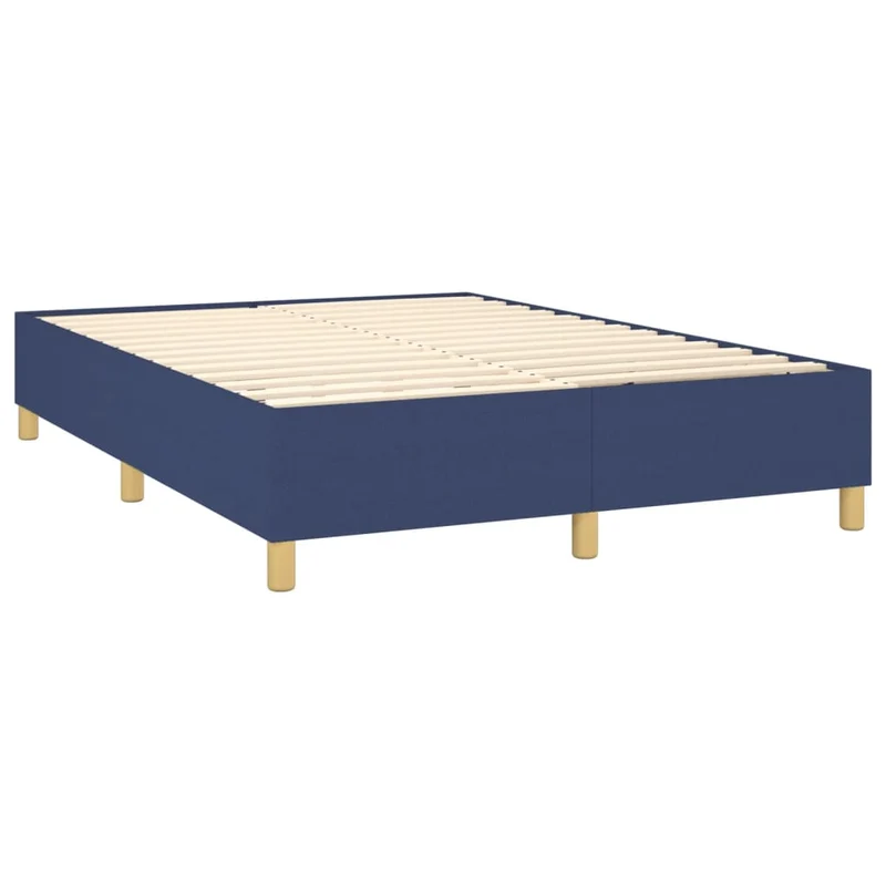 Sommier à lattes sur pieds cadre de lit 140x200 cm tissu bleu TDL0207338