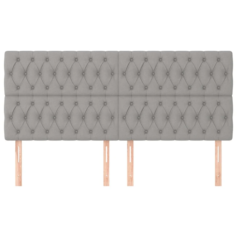 Tête de lit accessoire couchage chambre à coucher meuble 4 parties 100 x 7 x 78/88 cm tissu gris clair TDL0206039
