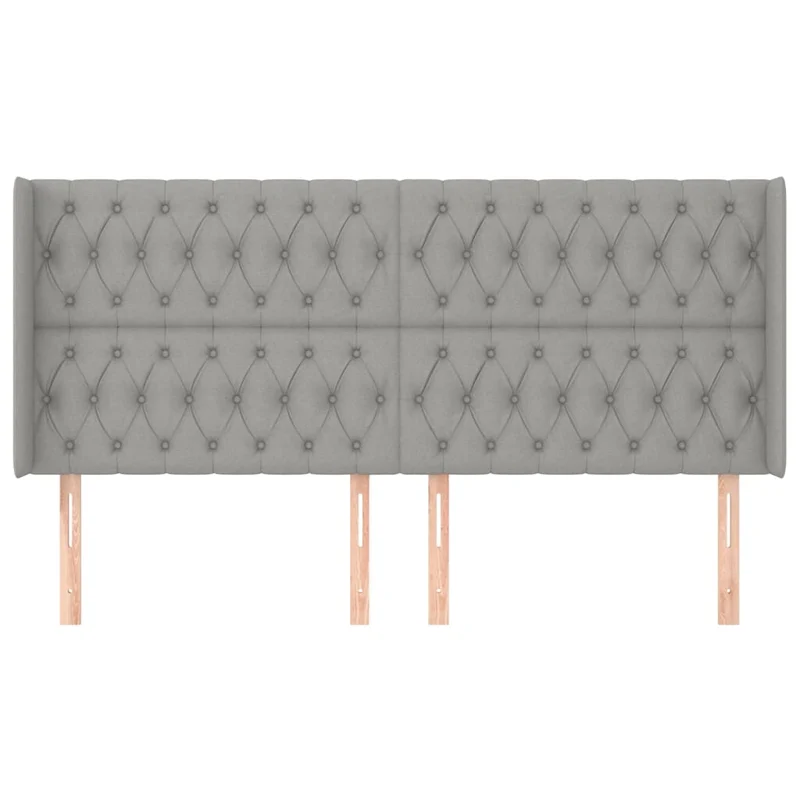 Tête de lit accessoire couchage chambre à coucher meuble avec rebord latéral 203 x 16 x 118/128 cm tissu gris clair TDL0205193