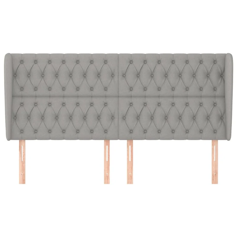 Tête de lit accessoire couchage chambre à coucher meuble avec rebord latéral 203 x 23 x 118/128 cm tissu gris clair TDL0205168
