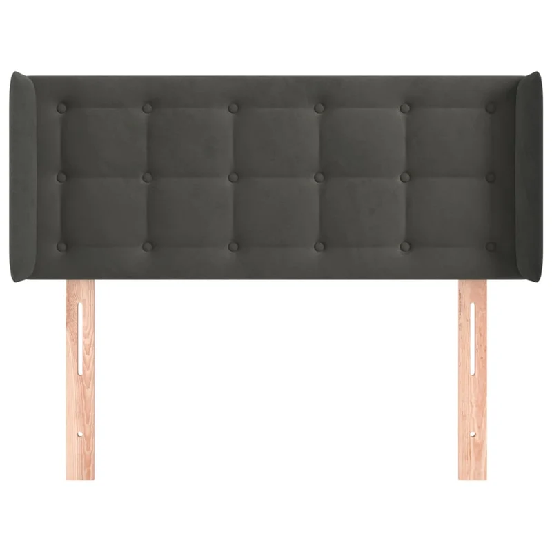 Tête de lit accessoire couchage chambre à coucher meuble avec rebord latéral 83 x 16 x 78/88 cm tissu velours gris foncé TDL0204897