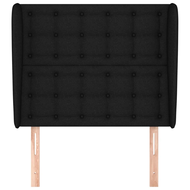 Tête de lit accessoire couchage chambre à coucher meuble avec rebord latéral 103 x 23 x 118/128 cm tissu noir TDL0204605
