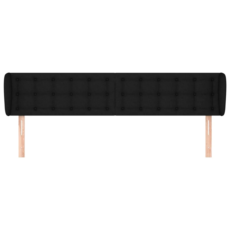 Tête de lit accessoire couchage chambre à coucher meuble avec rebord latéral 203 x 23 x 78/88 cm tissu noir TDL0204474