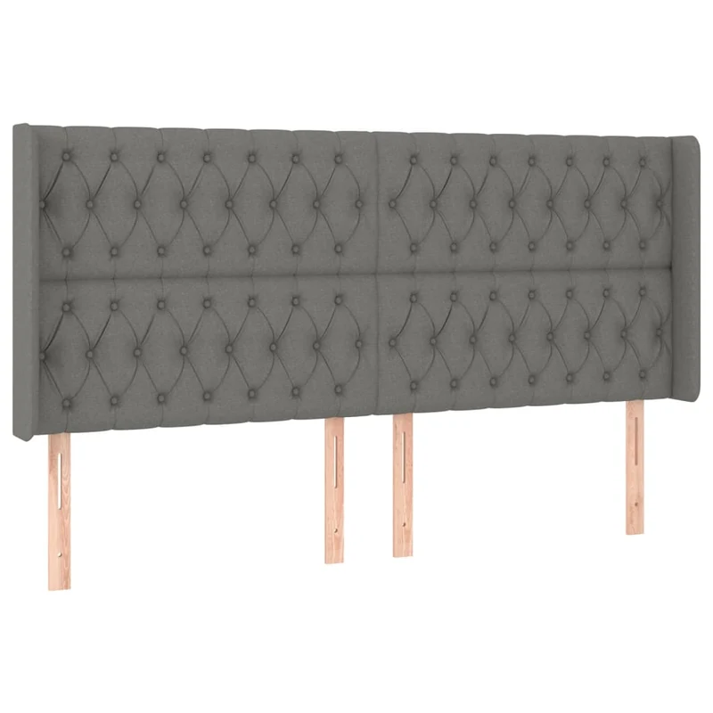 Cadre de lit LED avec sommier tête de lit matelas 200x200 cm tissu gris foncé TDL0208311