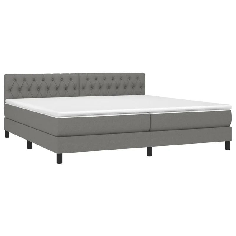 Cadre de lit LED avec sommier tête de lit matelas 200x200 cm tissu gris foncé TDL0208307
