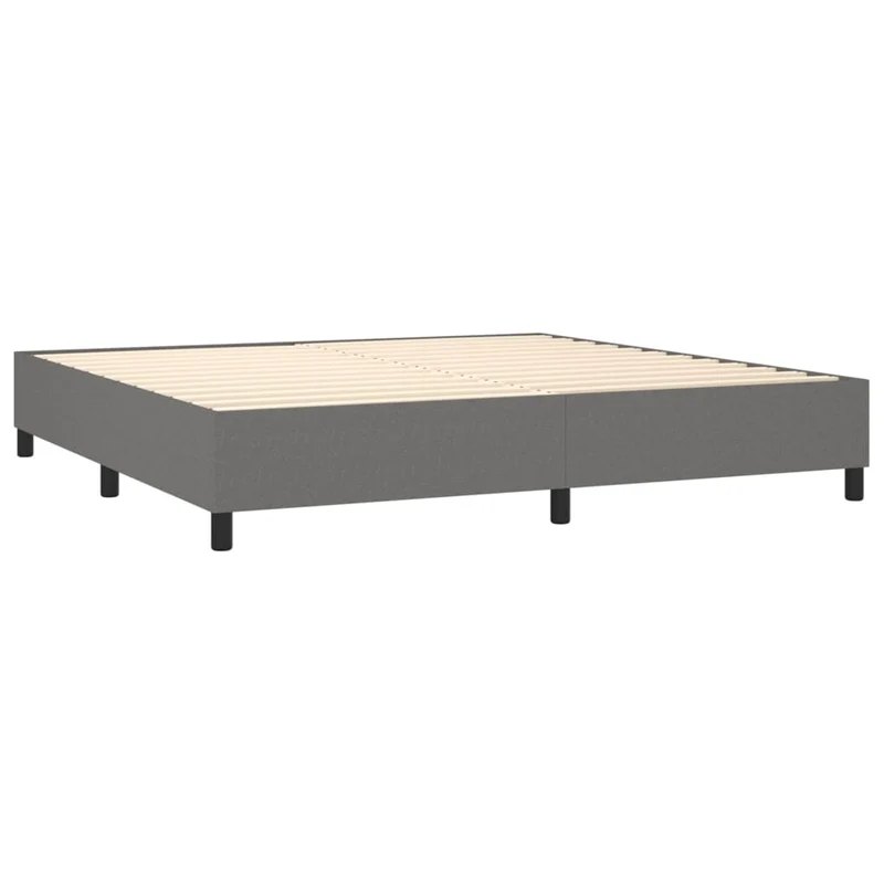 Cadre de lit LED avec sommier tête de lit matelas 200x200 cm tissu gris foncé TDL0208293
