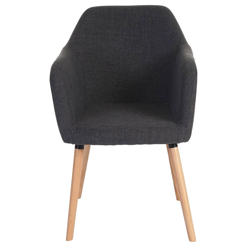 Chaise à manger bureau rétro 50s en tissu gris pieds en bois clair 04_0002367