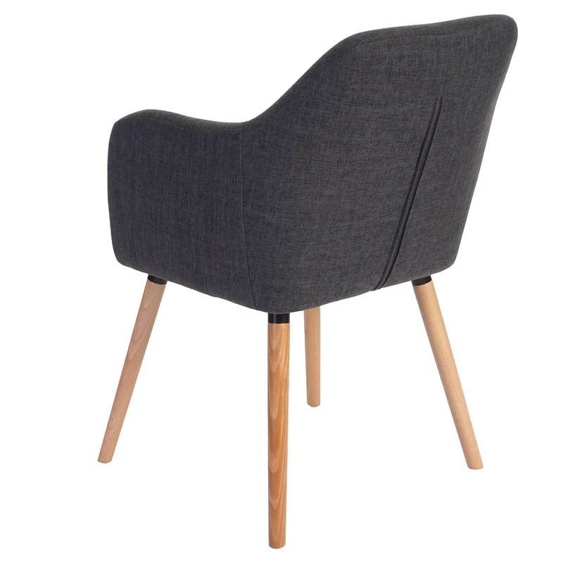 Chaise à manger bureau rétro 50s en tissu gris pieds en bois clair 04_0002367