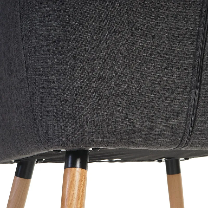 Chaise à manger bureau rétro 50s en tissu gris pieds en bois clair 04_0002367