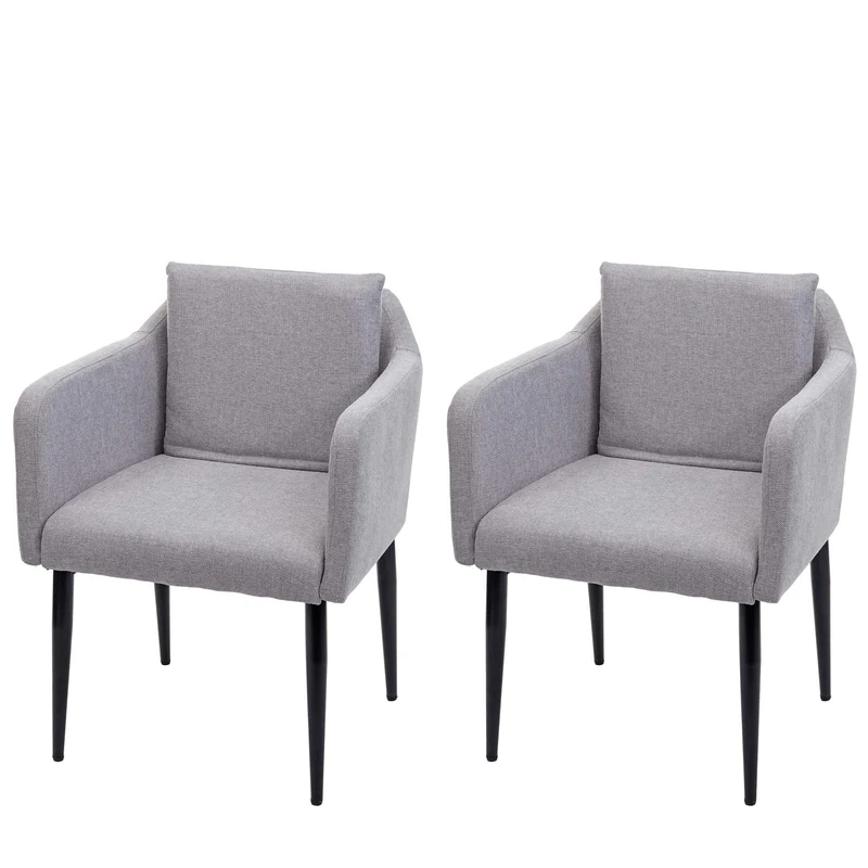 2x chaises de salle à manger cuisineen tissu gris pieds en métal design moderne 04_0000419