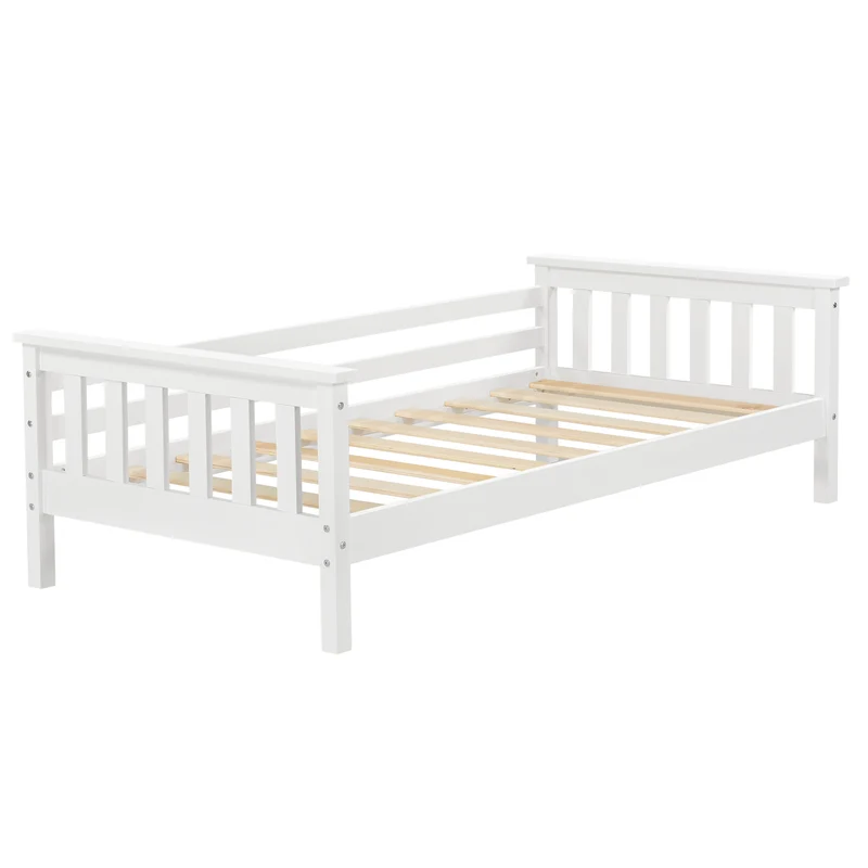 Lit pour enfant avec sommier à lattes en bois de pin blanc 80 x 160 cm 03_0005451