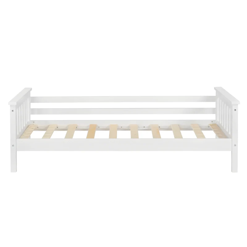Lit pour enfant avec sommier à lattes en bois de pin blanc 80 x 160 cm 03_0005451