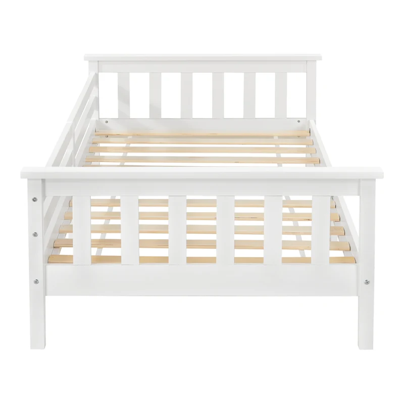 Lit pour enfant avec sommier à lattes en bois de pin blanc 80 x 160 cm 03_0005451