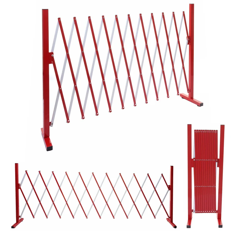Barrière treillis à ciseaux grille de protection des animaux extensible aluminium rouge-blanc hauteur 103cm largeur 37-300cm 04_0001212