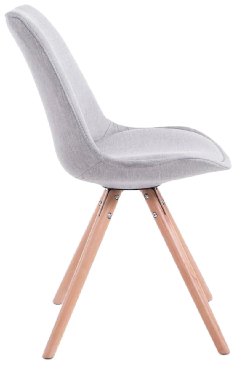 4 chaises de salle à manger style scandinave en tissu gris clair pieds rond en bois clair CDS10349