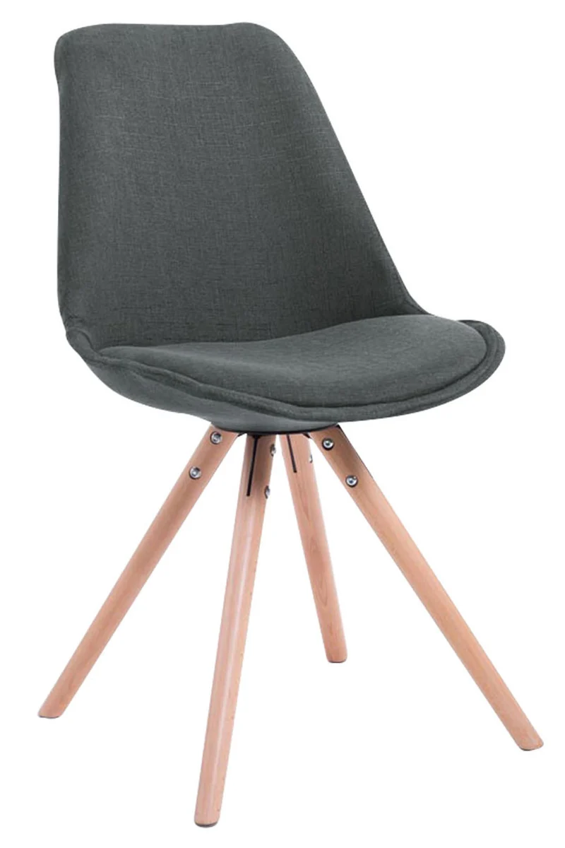 4 chaises de salle à manger style scandinave en tissu gris foncé pieds rond en bois clair CDS10348