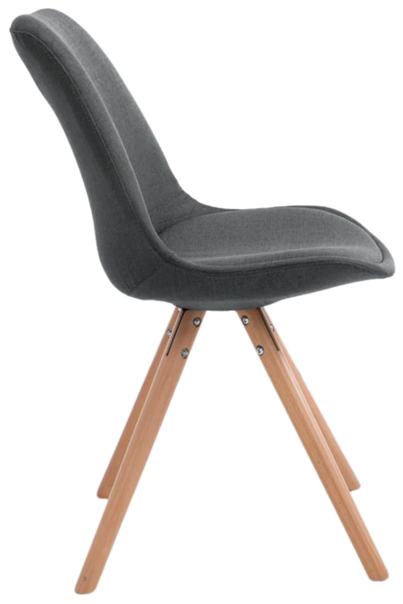4 chaises de salle à manger style scandinave en tissu gris foncé pieds rond en bois clair CDS10348
