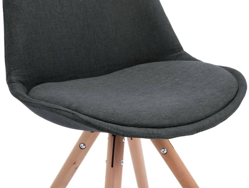 4 chaises de salle à manger style scandinave en tissu gris foncé pieds rond en bois clair CDS10348