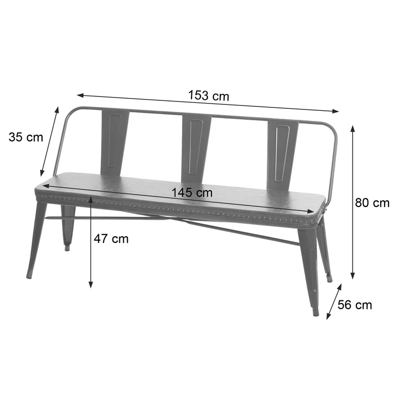 Banc 3 places banc de salle à manger cuir artificiel Chesterfield noir-gris 04_0000514